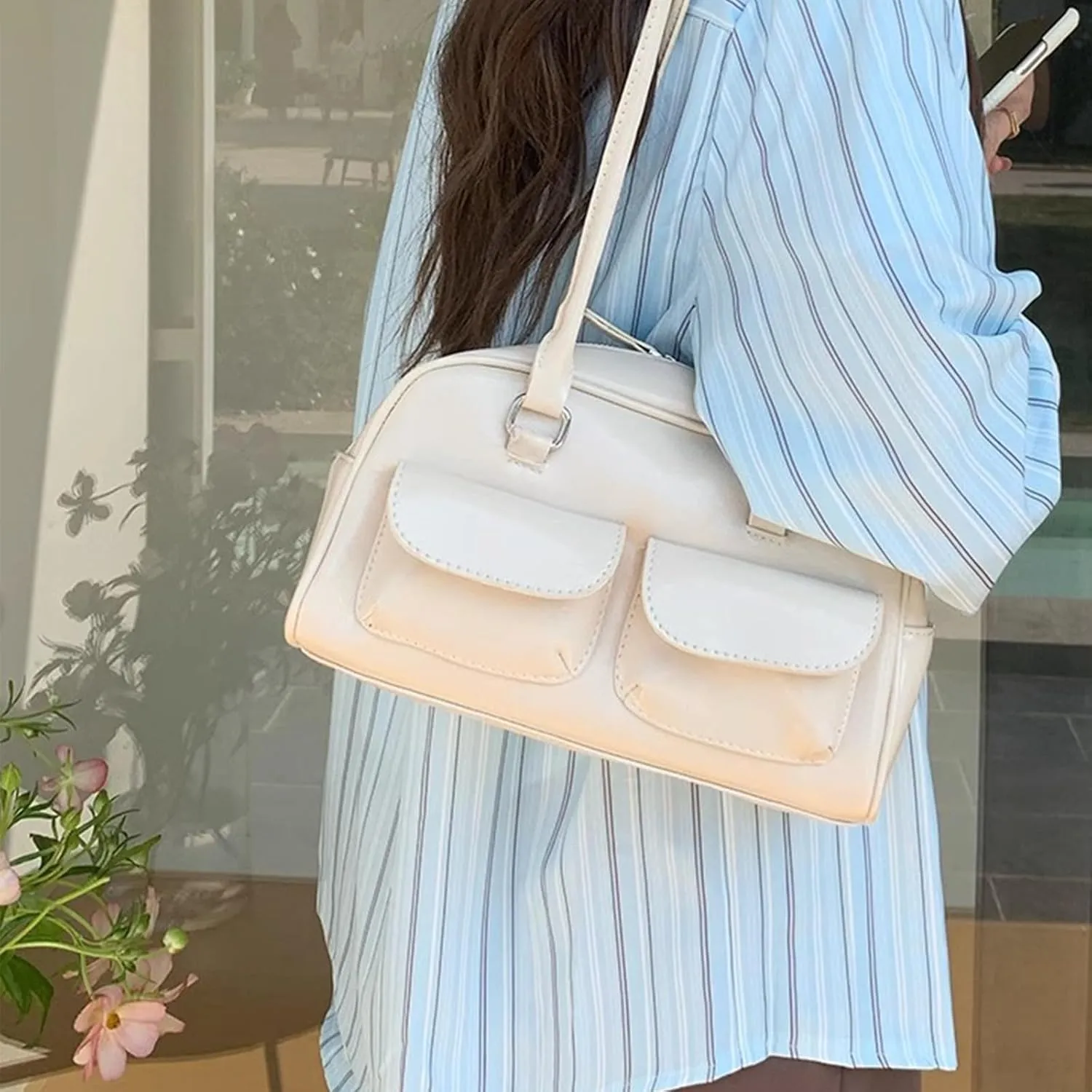 Y2K Shoulder Bag for Women Black Small Purse Brown Purse Trendy Purse Retro Women's Shoulder Handbags Purses