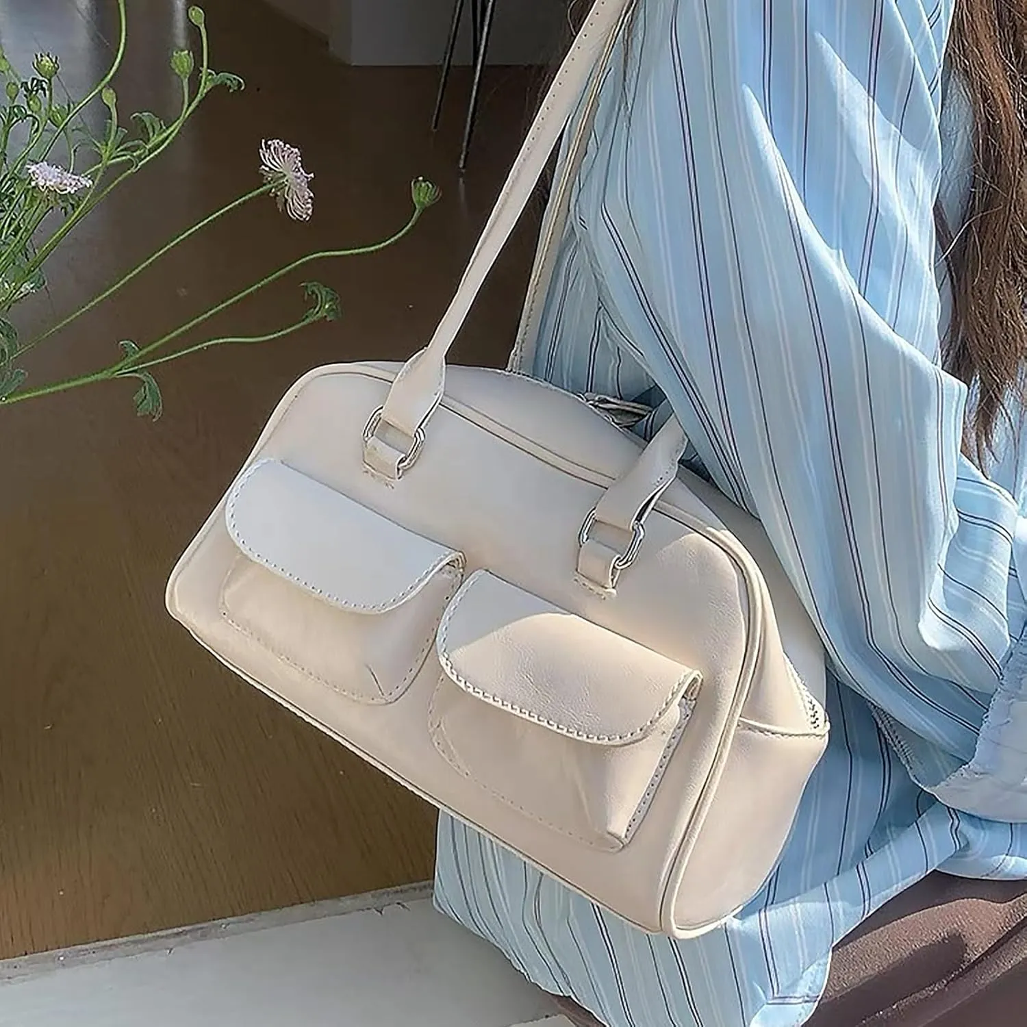 Y2K Shoulder Bag for Women Black Small Purse Brown Purse Trendy Purse Retro Women's Shoulder Handbags Purses