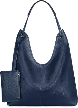 YALUXE Women’s Genuine Cowhide Leather Hobo Handbag Shoulder Bag Purse with Coin Pouch