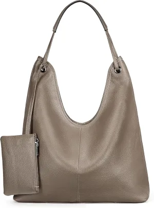 YALUXE Women’s Genuine Cowhide Leather Hobo Handbag Shoulder Bag Purse with Coin Pouch