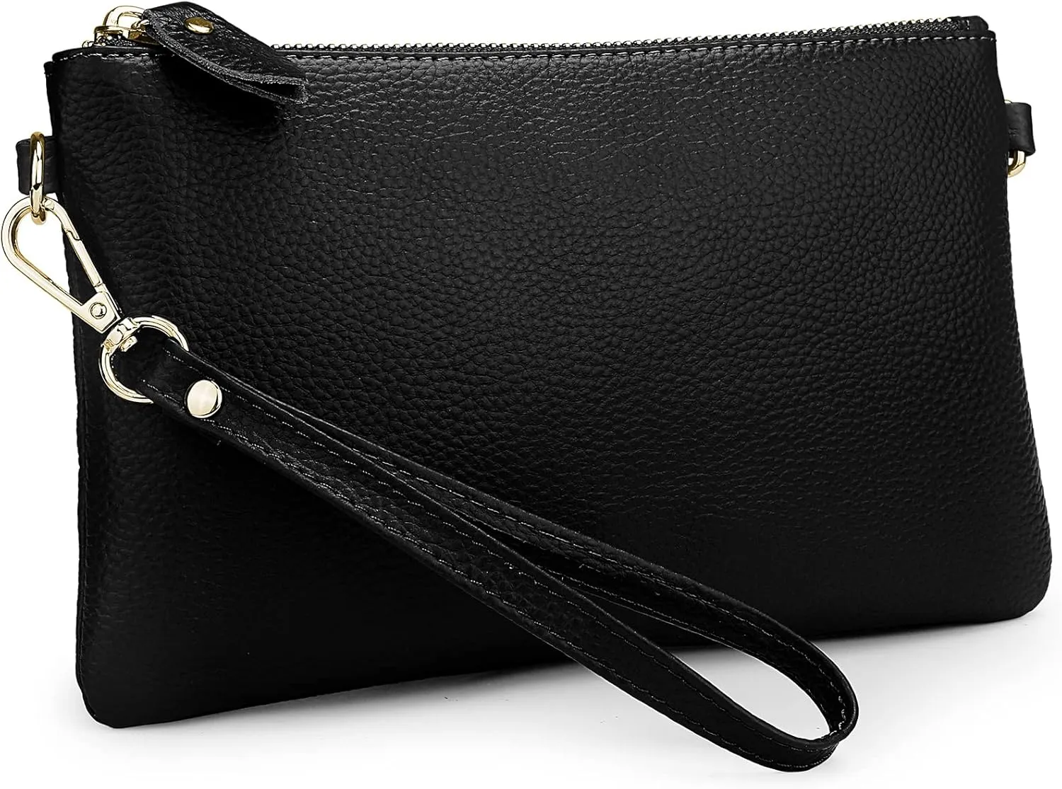 YALUXE Women's Genuine Leather Wristlet Purse Clutch Handbag with Phone Pocket Card Holder and Crossbody Strap