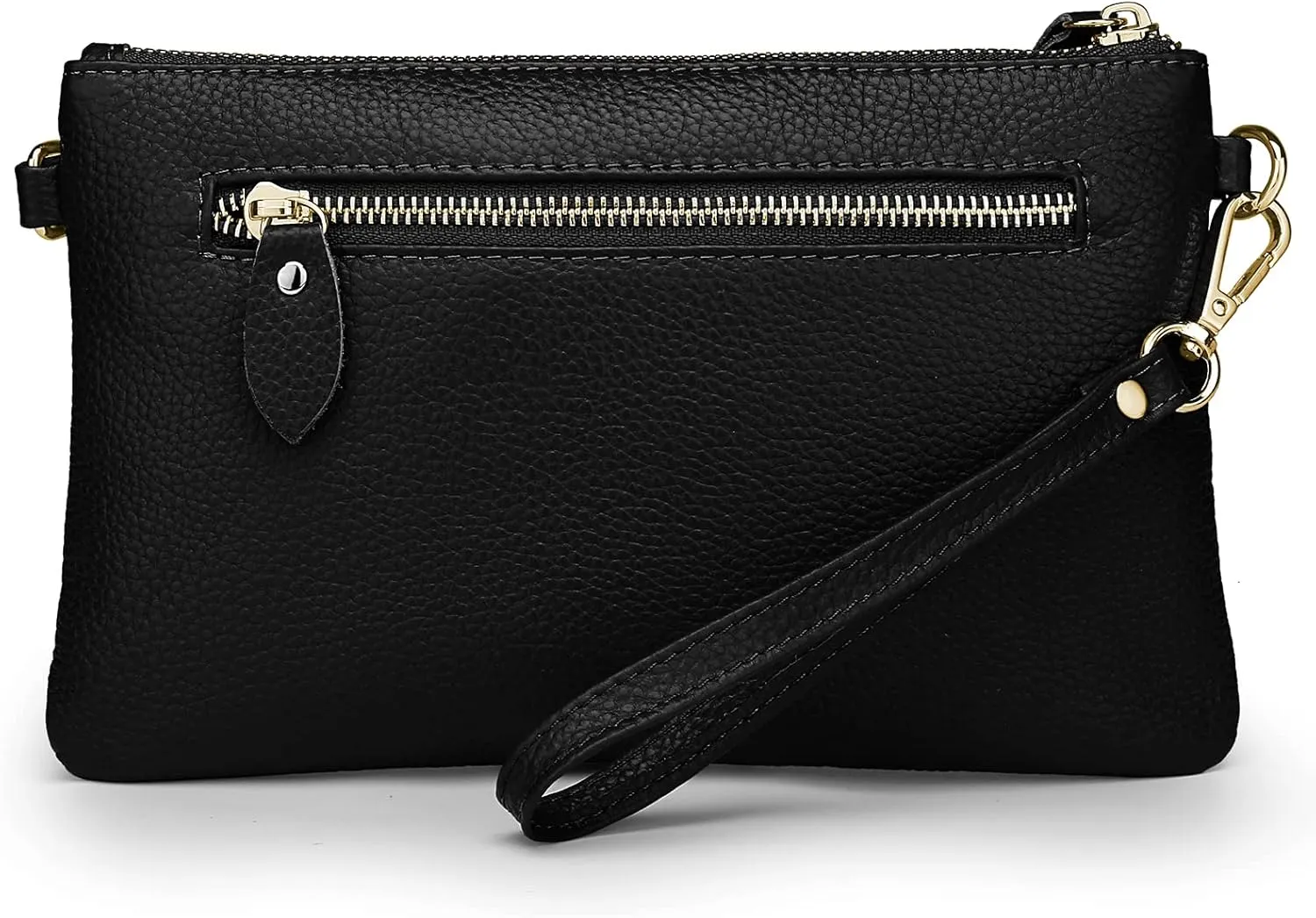 YALUXE Women's Genuine Leather Wristlet Purse Clutch Handbag with Phone Pocket Card Holder and Crossbody Strap