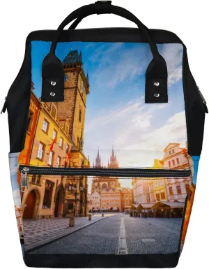 Yellow Fantastic View Town Hall Temple Diaper Bag Backpack, waterproof backpack Baby Nappy Changing Bags Laptop Backpack for Travel, Large Capacity, Durable and Stylish for Woman and Men.