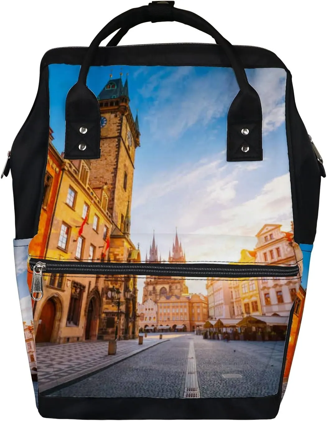Yellow Fantastic View Town Hall Temple Diaper Bag Backpack, waterproof backpack Baby Nappy Changing Bags Laptop Backpack for Travel, Large Capacity, Durable and Stylish for Woman and Men.