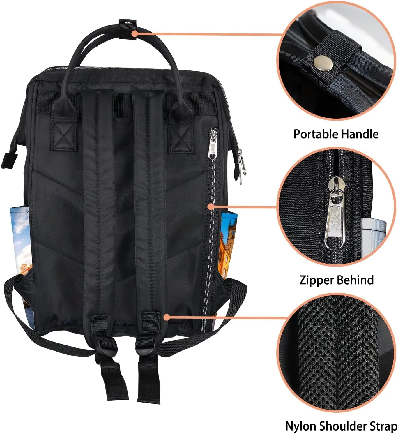 Yellow Fantastic View Town Hall Temple Diaper Bag Backpack, waterproof backpack Baby Nappy Changing Bags Laptop Backpack for Travel, Large Capacity, Durable and Stylish for Woman and Men.