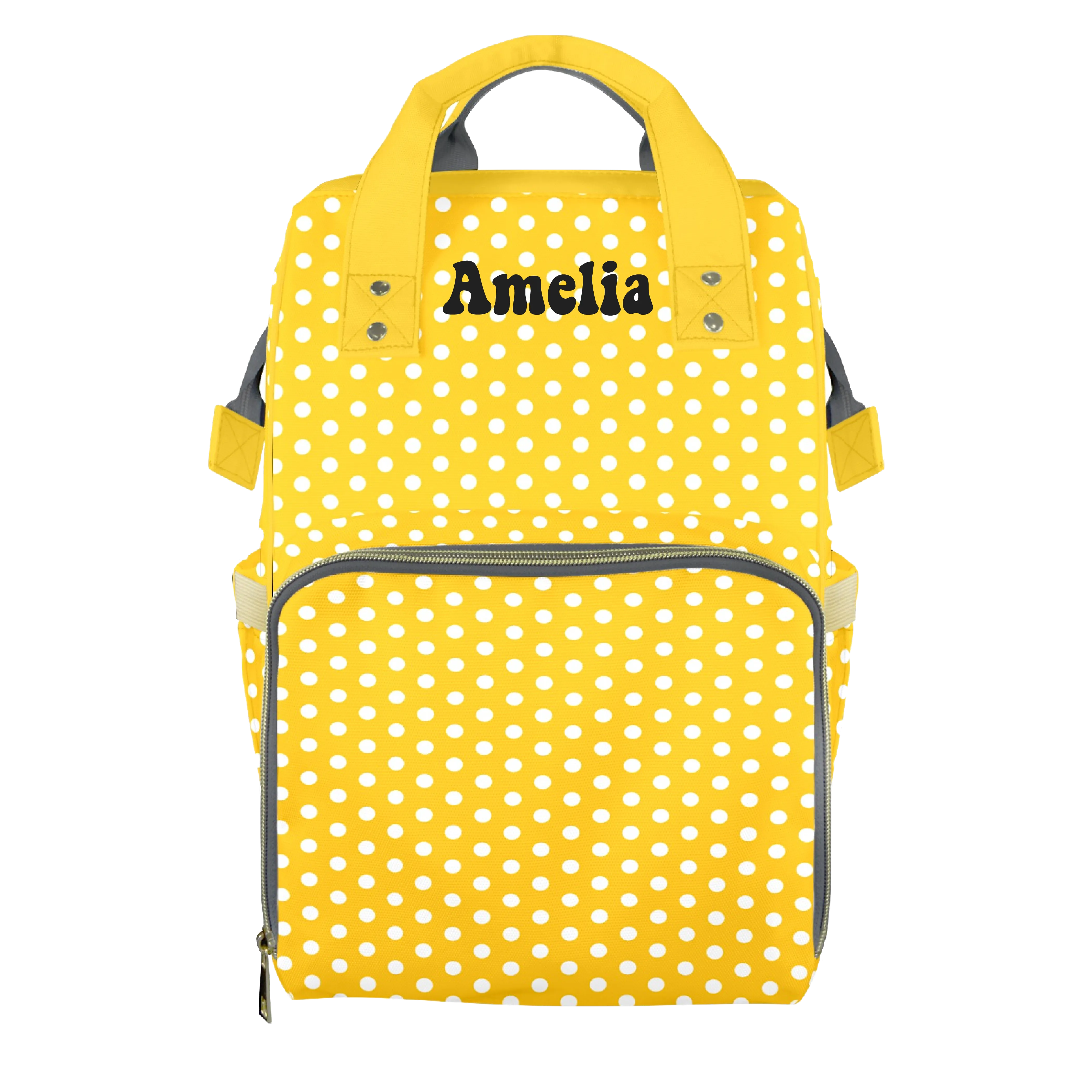 Yellow Polkadots Customizable Diaper Bag