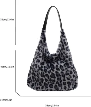 YFGBCX Leopard Cheetah Print Hobo Tote Bag Shoulder Fluffy Fuzzy Y2k Purse