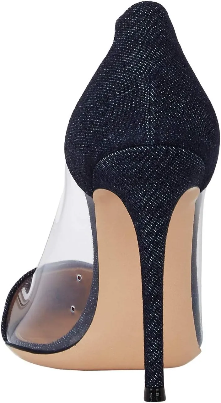 YODEKS Women's Slip-on Pumps High Heels Pointy Toe Sexy Clear Stiletto Elegant Comfort 10CM Transparent Party Office Business Heeled Shoes