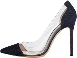 YODEKS Women's Slip-on Pumps High Heels Pointy Toe Sexy Clear Stiletto Elegant Comfort 10CM Transparent Party Office Business Heeled Shoes