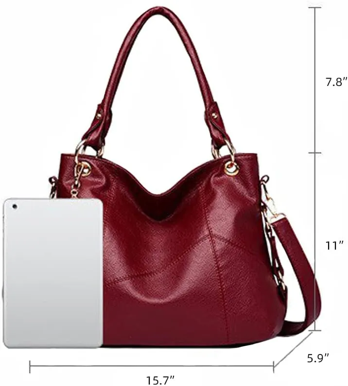 Yohora Tote Bag for Women Hobo Shoulder Purse Large Work Commute Handbag Leather Top Handle Bag with Tassel