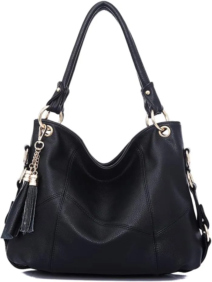 Yohora Tote Bag for Women Hobo Shoulder Purse Large Work Commute Handbag Leather Top Handle Bag with Tassel