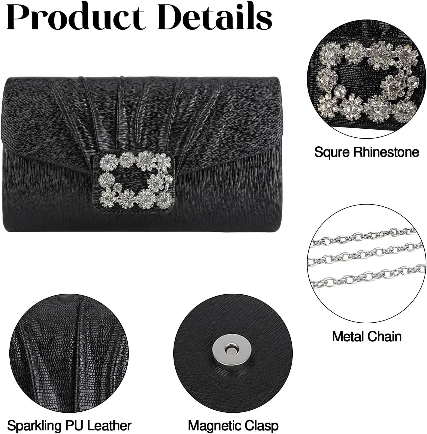 YYW Evening Bag Small Rhinestone Purse Handbag Sparkling Clutch Purses for Women Wedding Formal Party