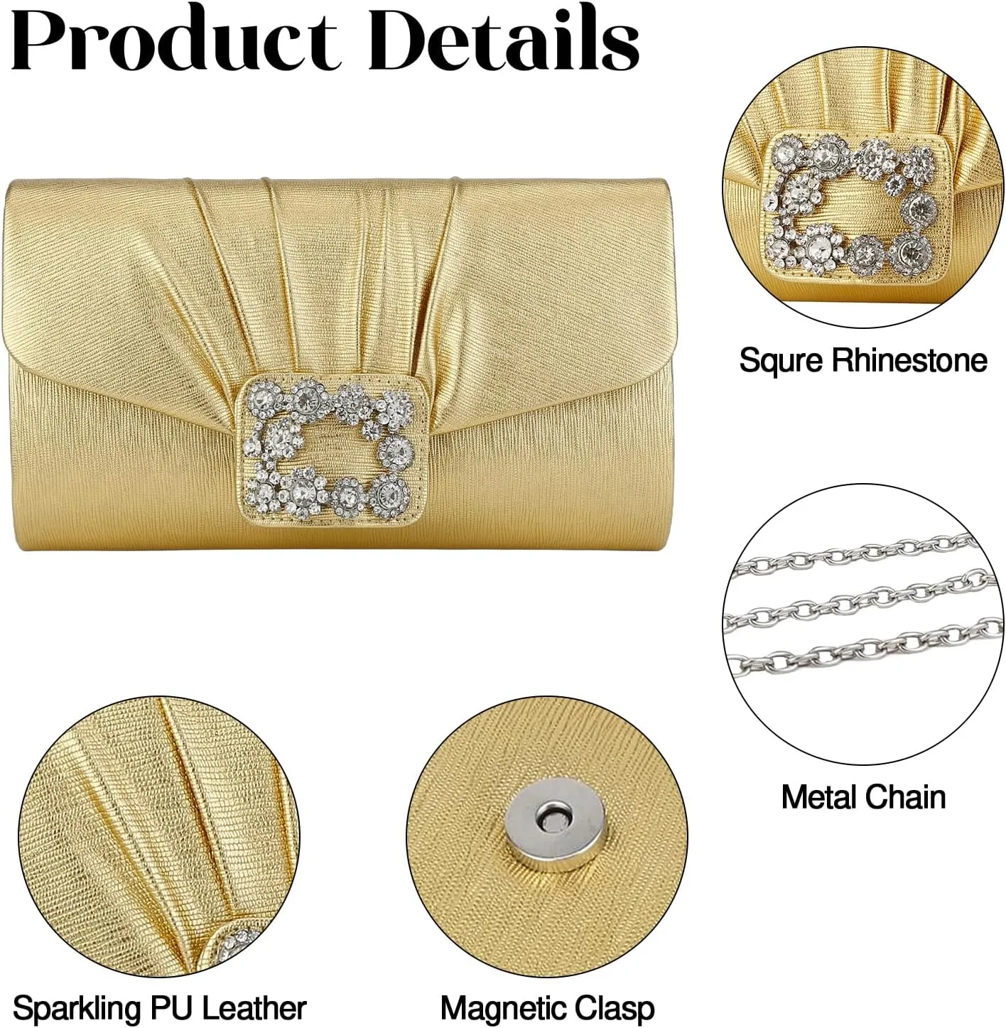 YYW Evening Bag Small Rhinestone Purse Handbag Sparkling Clutch Purses for Women Wedding Formal Party