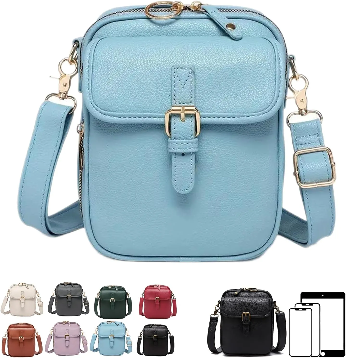 Zealburst Crossbody Leather Bag, Forcipower Crossbody Bag, Leather Anti-Theft Shoulder Bag with Adjustable Straps