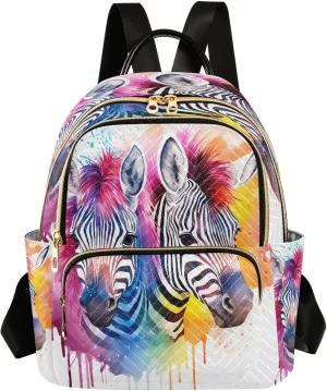 Zebras Watercolor Backpack Purse for Women Fashion Small Mini Daypack Purse for Lady Anti-theft Shoulder Bag for Lady Women