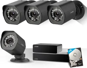 Zmodo Full HD 1080p Simplified PoE Security Camera System w/Repeater, 4 x 2.0 Megapixel IP Outdoor Surveillance Camera, 8CH HDMI NVR and 1TB Hard Drive