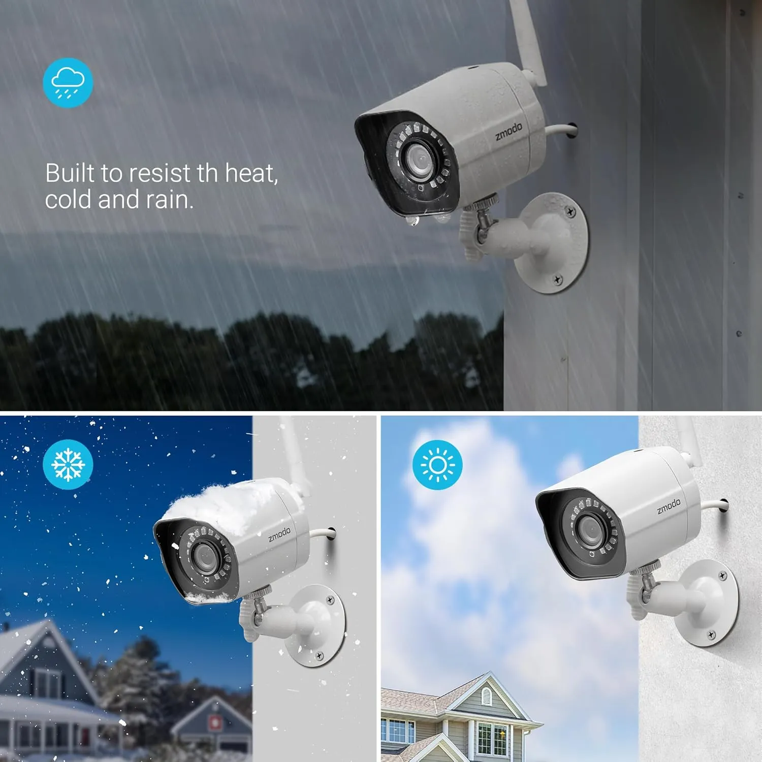 Zmodo Outdoor Security Cameras Wifi - 1080p Full HD Surveillance Cameras for Home Security with Night Vision, IP 66 Weatherproof, Plug-In, Motion Detection, 4 Pack