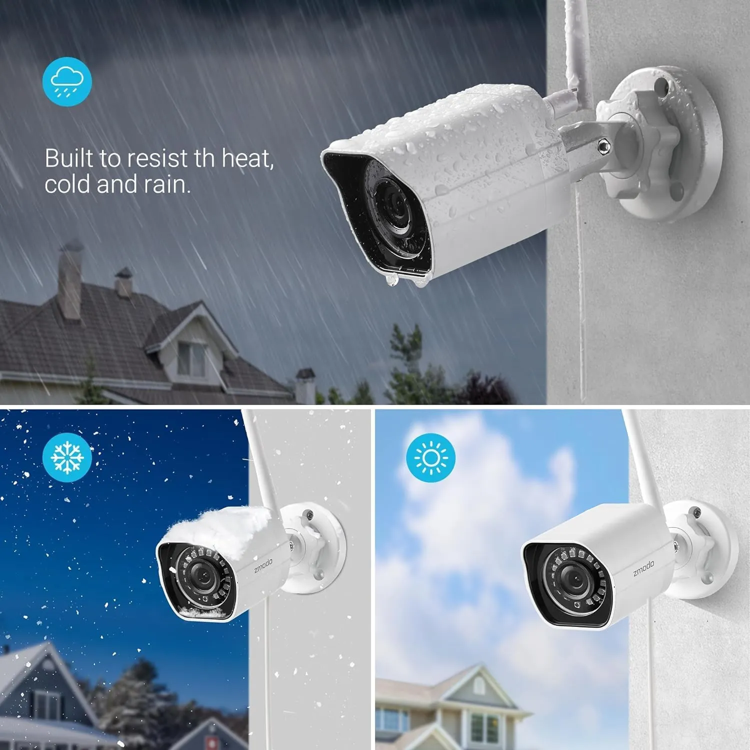 Zmodo Security Camera Outdoor (3 Pack), 1080p Indoor/Outdoor Camera Wireless WiFi, Night Vision, Motion Detection, Cameras for Home Security, Human/Pets/Vehicles Detection, Weatherproof, Remote View