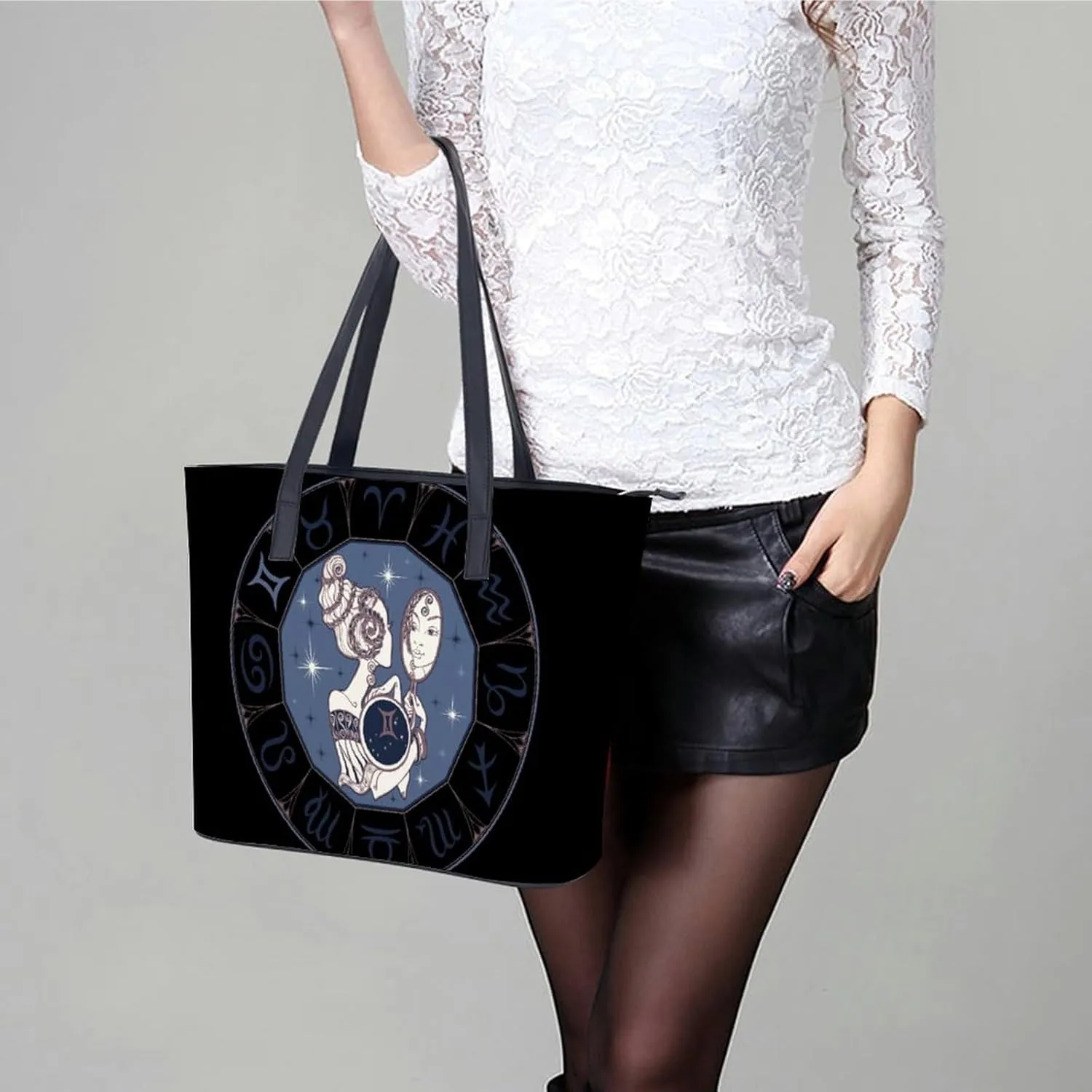Zodiac Sign Taurus Hobo Handbags With Zipper Large Capacity Satchel Tote Bag Shoulder Bag