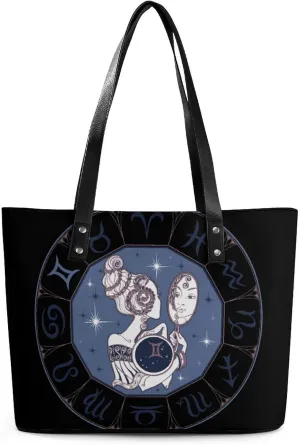 Zodiac Sign Taurus Hobo Handbags With Zipper Large Capacity Satchel Tote Bag Shoulder Bag