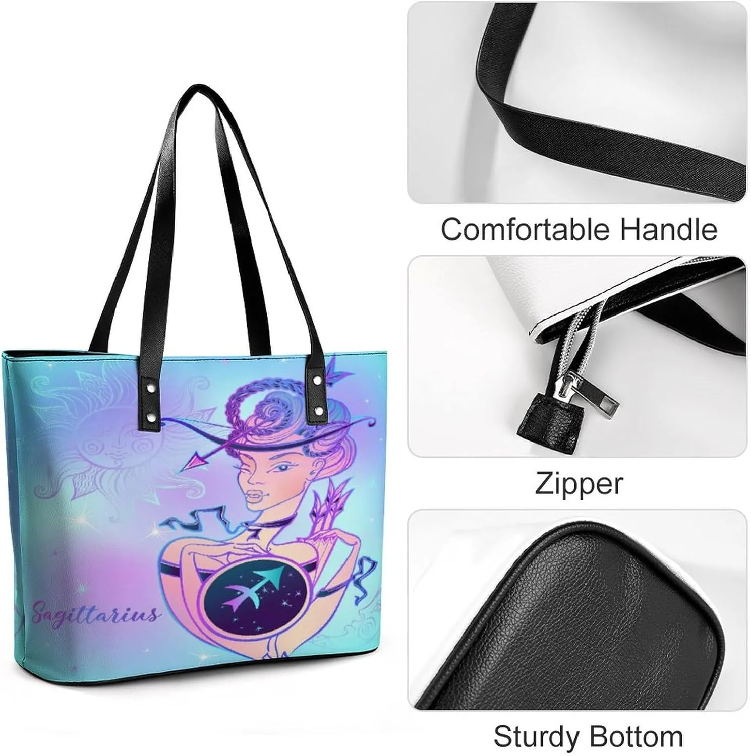 Zodiac Sign Virgo Hobo Handbags With Zipper Large Capacity Satchel Tote Bag Shoulder Bag