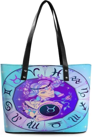 Zodiac Sign Virgo Hobo Handbags With Zipper Large Capacity Satchel Tote Bag Shoulder Bag