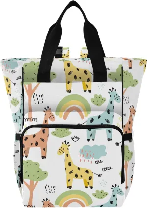 Zoo Animal Giraffe Diaper Bag Backpack for Baby Boys Girls Multifunction Baby Essentials Travel Tote with Stroller Straps & Bottle Storage Maternity Travel Bag for Dads Moms Hiking Shopping Traveling