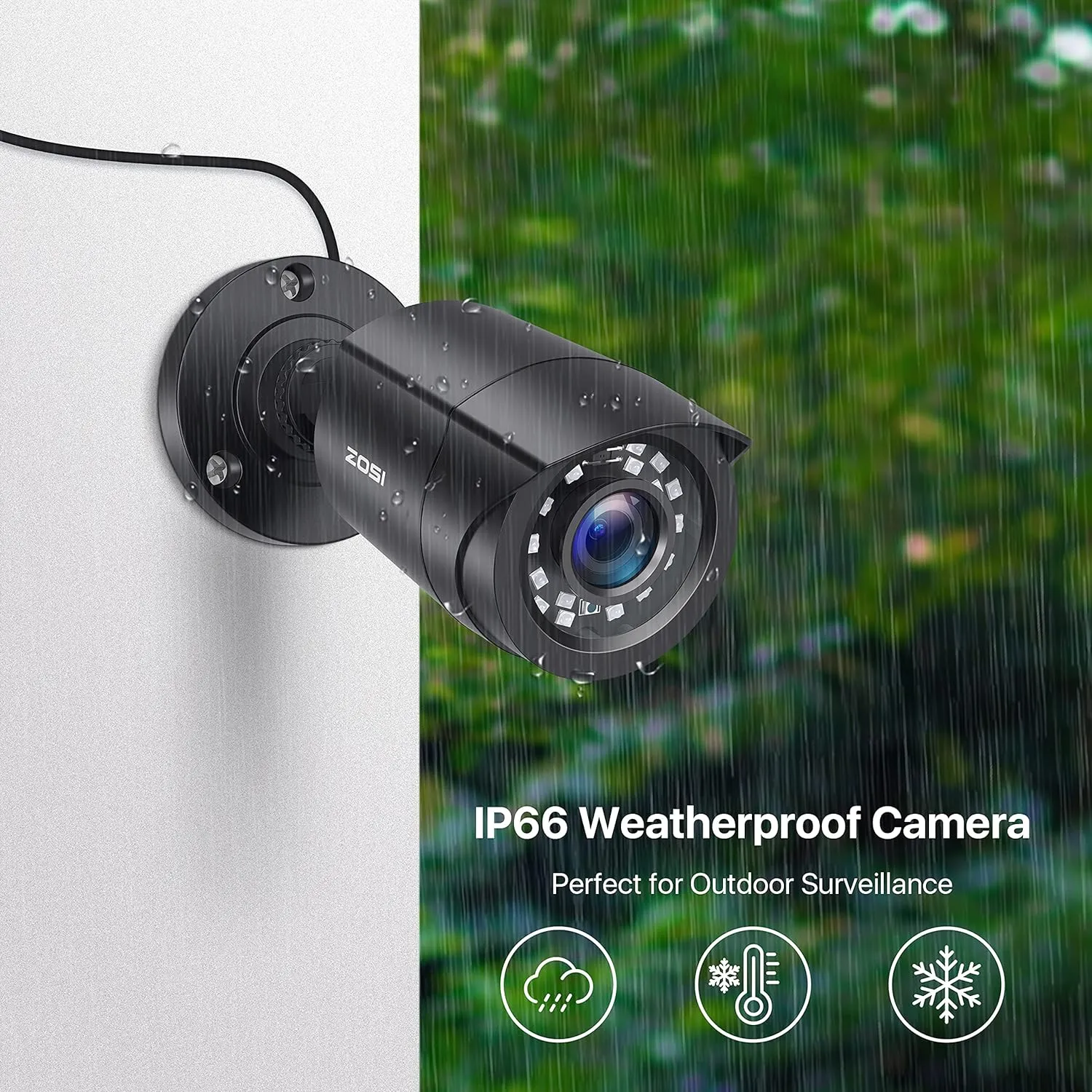 ZOSI 1080P 4 Pack HD TVI Security Cameras, 80ft Night Vision, Outdoor Indoor Weatherproof Bullet Camera for 1080P/5MP/4K HD TVI Analog CCTV DVR System