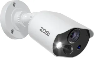 ZOSI 1080P HD-TVI Add On Camera, 2MP 1920TVL Indoor Outdoor Surveillance Home Security Camera with Audio, Night Vision, Smart Motion Detection, IP66 Weatherproof, Only Work 3K Lite CCTV DVR