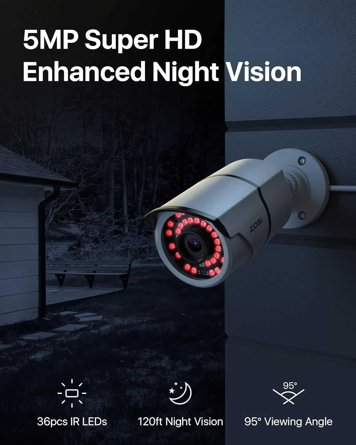 ZOSI 16Channel 4K PoE Home Security Cameras System,8MP 16CH H.265 CCTV NVR with Hard Drive 4TB and 16 x 5MP Surveillance PoE IP Cameras Indoor Outdoor,120ft Night Vision,Remote Access,24/7 Recording