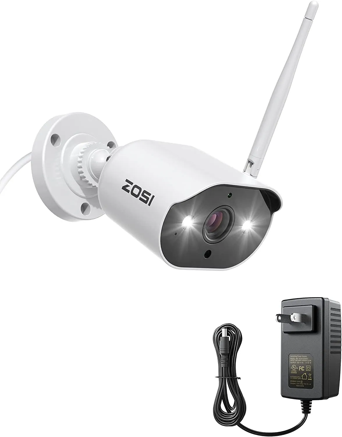ZOSI 2K Add-on Camera, 3MP Plug-in WiFi Security Camera Outdoor Indoor with Power Supply, Night Vision, 2 Way Audio, Only Compatible with ZOSI 3MP WiFi NVR Recorder System Model: ZR08JP, ZR08LL