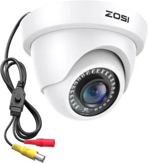 ZOSI 2MP 1080P HD Security Dome Camera Outdoor Indoor, IP66 Weatherproof Surveillance CCTV Camera (Hybrid 4-in-1 HD-CVI/TVI/AHD/960H Analog CVBS), 80ft IR Night Vision, 90° Wide Angle, 24PCS LEDs