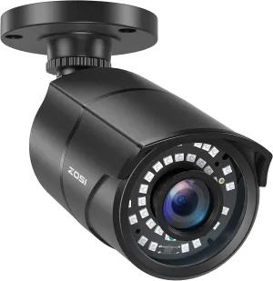 ZOSI 2MP HD 1080p 1920TVL Security Camera Outdoor Indoor (Hybrid 4-in-1 HD-CVI/TVI/AHD/960H Analog CVBS), 36PCS LEDs,120ft IR Night Vision,105° View Angle Surveillance CCTV Bullet Camera（Black Color)