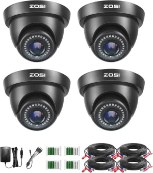 ZOSI 4 Pack 1080P 1920TVL HD-TVI Dome Security Cameras,Night Vision,2MP Indoor Outdoor Home Surveillance CCTV Camera for 1080P/5MP/4K TVI Analog DVR