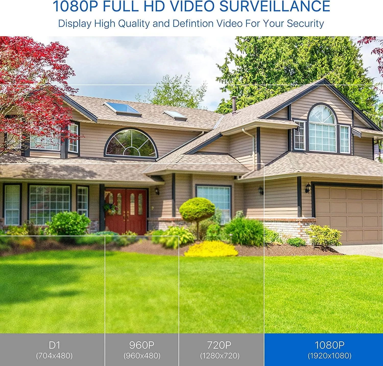 ZOSI 4 x 2MP 1080p HD-TVI Home Security Camera Outdoor Indoor 1920TVL,24PCS LEDs,80ft Night Vision, 90°View Angle, Weatherproof Outside Surveillance CCTV Bullet Camera