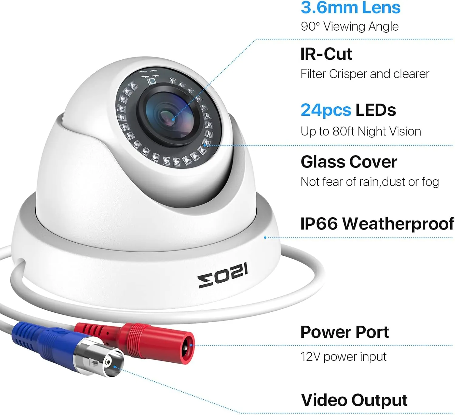 ZOSI 4Pack 2.0MP HD 1080P Security Cameras Kit, 80ft Night Vision, Indoor Outdoor Home CCTV Dome Camera for 1080P/5MP/4K HD-TVI Analog DVR System