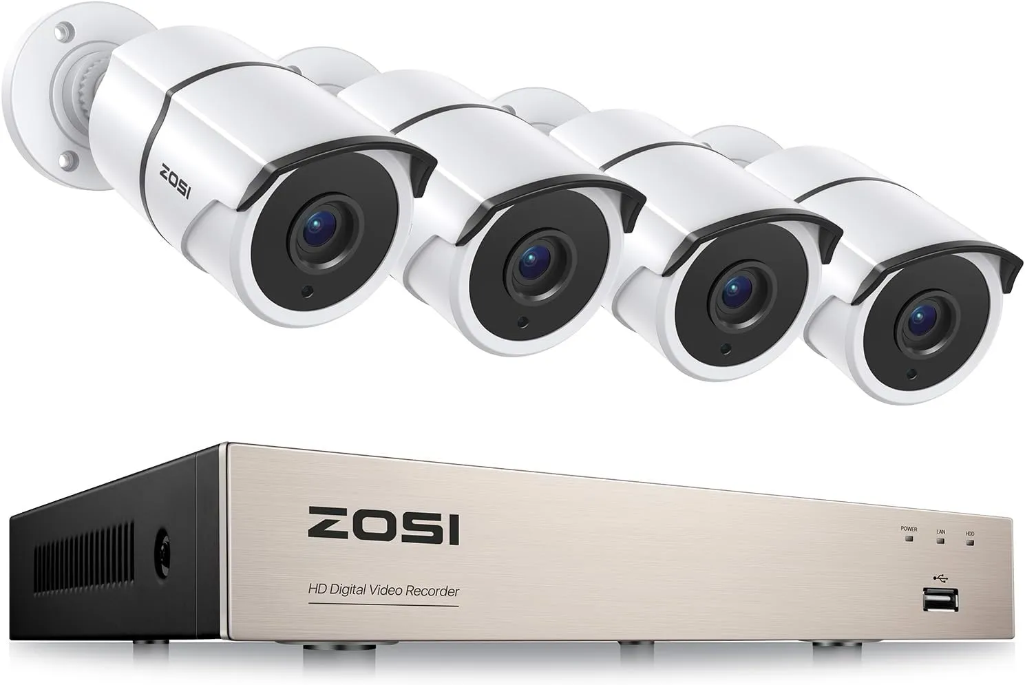 ZOSI 8CH 5MP Lite Home Security Camera System with 1-Way Audio,4x 1080p Metal Indoor Outdoor Cameras,AI Human/Vehicle Detection,Night Vision,Remote Access,H.265  8-Channel CCTV DVR No Hard Drive