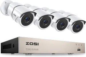 ZOSI 8CH 5MP Lite Home Security Camera System with 1-Way Audio,4x 1080p Metal Indoor Outdoor Cameras,AI Human/Vehicle Detection,Night Vision,Remote Access,H.265  8-Channel CCTV DVR No Hard Drive