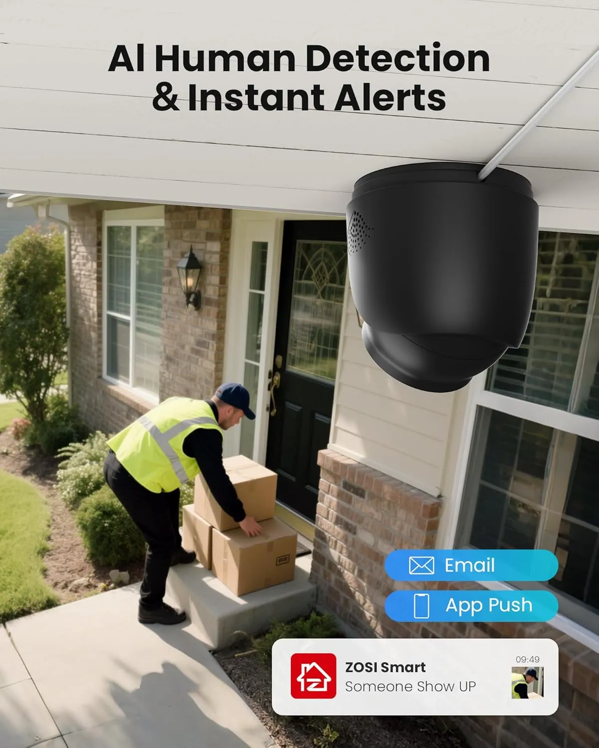 ZOSI C220 4CH 4MP QHD 2.5K PoE Home Security Camera System, 4 x 4MP(1440p) Dome IP Cameras Outdoor Indoor, Smart AI Human Detection, One-Way Audio, 4CH 5MP 3K NVR with 1TB HDD for 24/7 Record