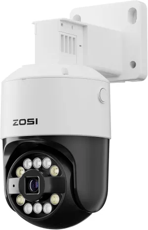 ZOSI C296 3K 5MP Add-on PoE PT Camera Outdoor, Starlight Night Vision, AI Face Human Vehicle Detection, 2-Way Talk, Auto Track, Pan/Tilt, Only Compatible NVR