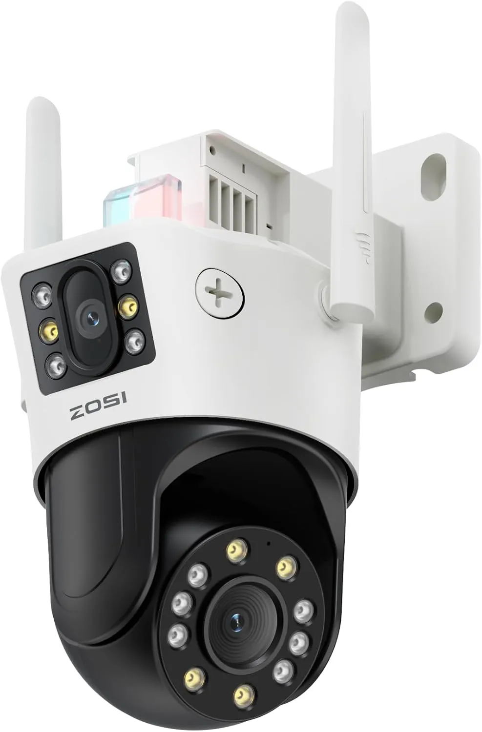 ZOSI C298 SE 6MP Dual-Lens(4MP 2MP) Wired WiFi PT Plug-in Security Camera Outdoor, 360 View Pan/Tilt Camera, Human/Vehicle Detect, Color Night Vision, Spotlight Siren, Two-Way Talk, SD/Cloud Storage
