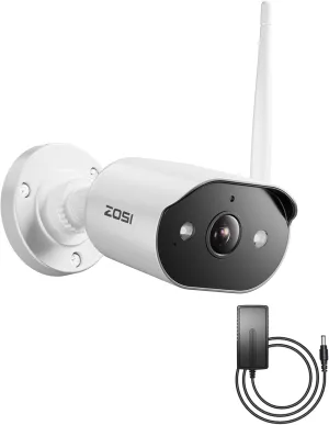 ZOSI WiFi 6 2K Add-on Camera,3MP Plug-in Security Camera with Power Supply,Night Vision,2 Way Audio,Weatherproof,Only Compatible Wi-Fi 6 NVR Recorder System Model:ZR08WU,ZR08WS,ZR08PP