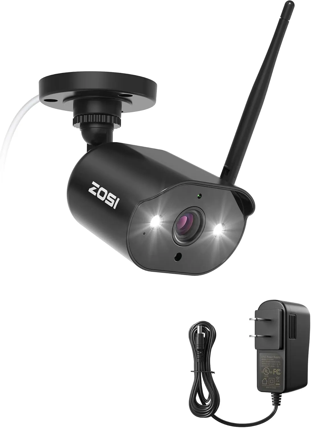 ZOSI ZG3023A Plug-in Add-on Auto Match IP Wireless Camera with Power Cable, 3MP 2K Wired WiFi Camera Outdoor, Color Night Vision, Spotlight, 2-Way Talk, PIR, Siren Alarm(Only Work with ZOSI NVR)