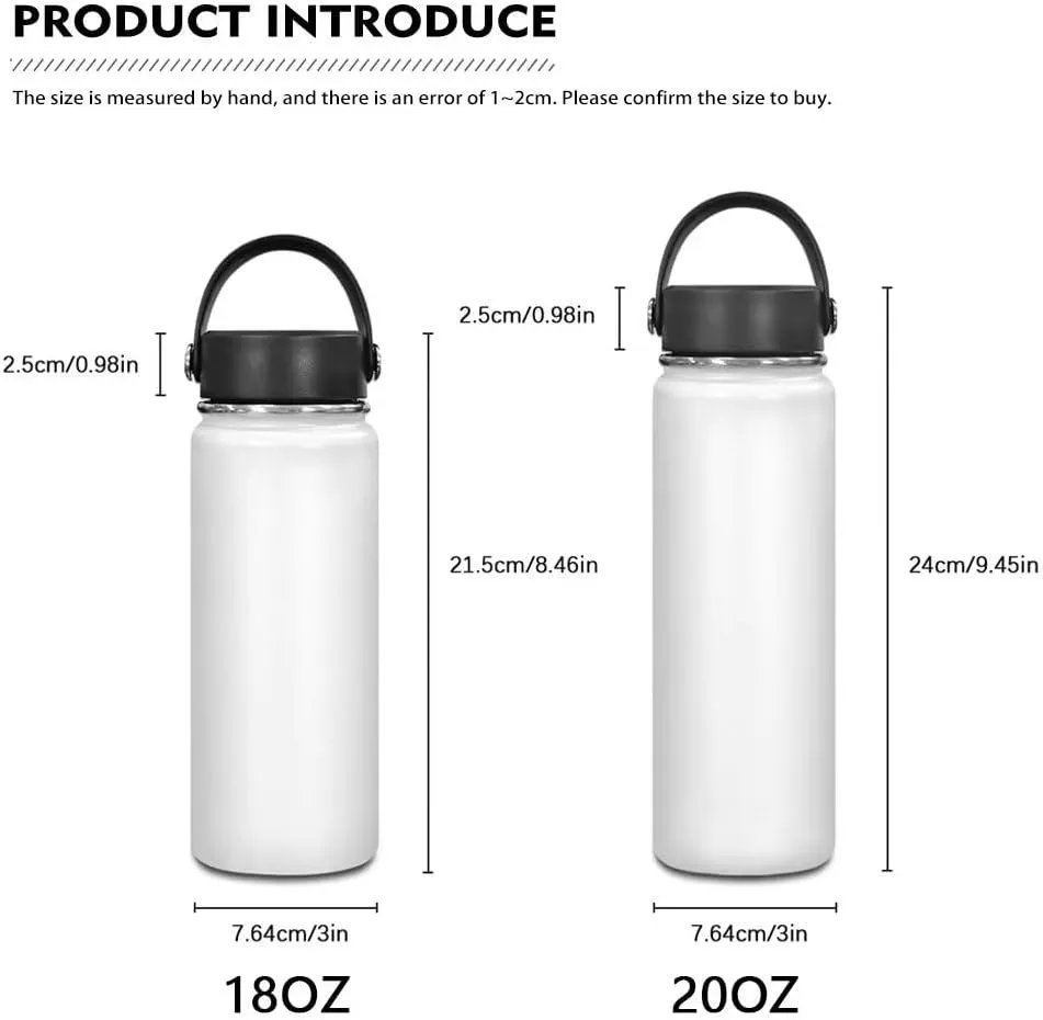 ZOUTAIRONG Black African Girl Insulated Water Bottle 20 oz Stainless Steel Vacuum Flask with Handle Thermal Bottles Keeps Drinks Hot or Cold for Hours Water Cup Wide Mouth Bottle Cute