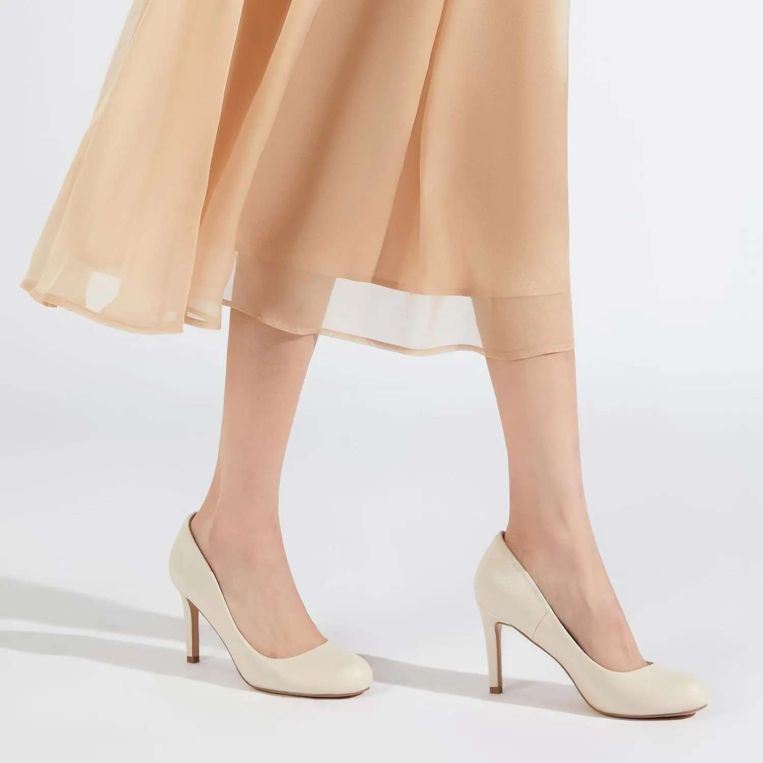 ZURIN Women's Round Toe Comfortable Stiletto Heels Closed Toe Dress Pumps Shoes for Wedding Work Office Business