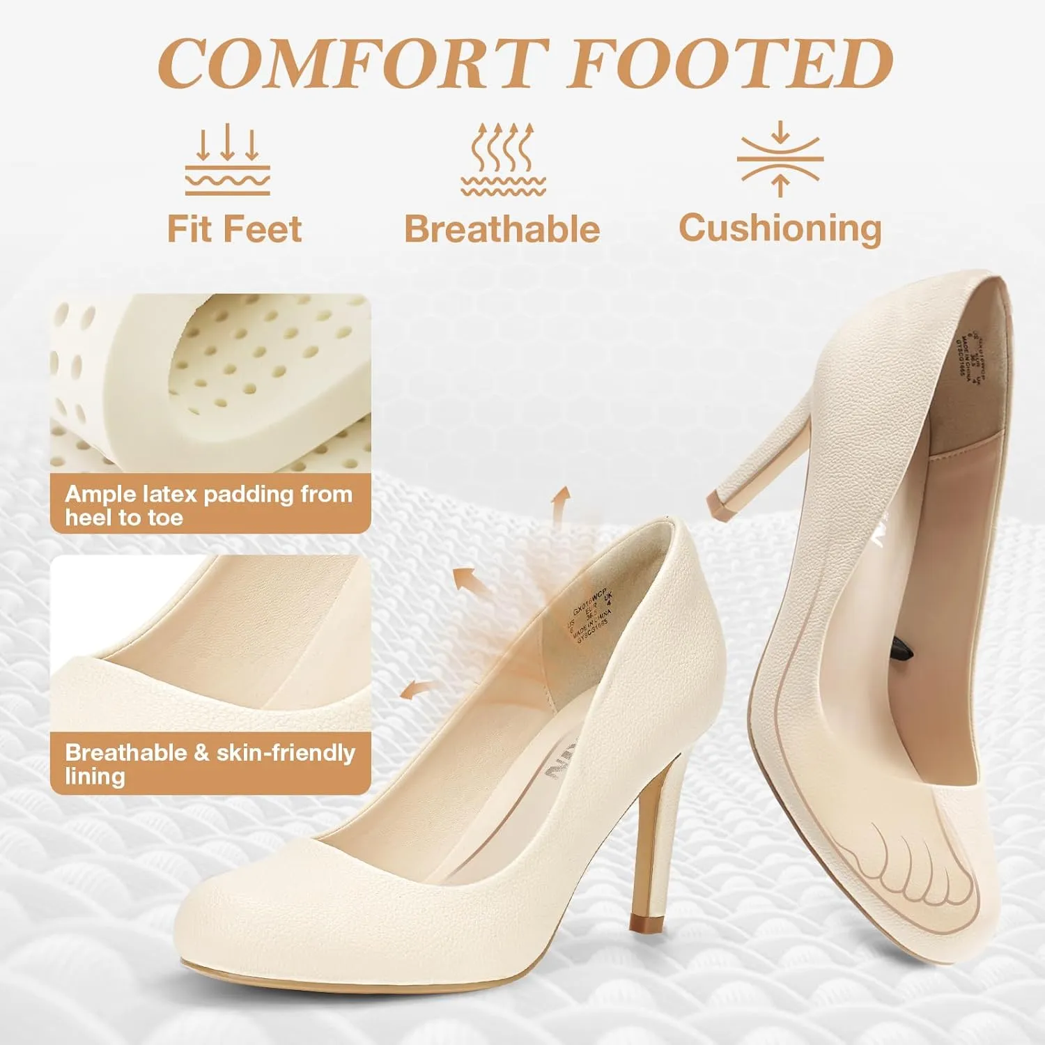ZURIN Women's Round Toe Comfortable Stiletto Heels Closed Toe Dress Pumps Shoes for Wedding Work Office Business