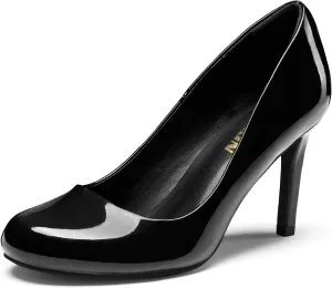 ZURIN Women's Round Toe Comfortable Stiletto Heels Closed Toe Dress Pumps Shoes for Wedding Work Office Business