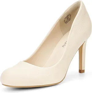 ZURIN Women's Round Toe Comfortable Stiletto Heels Closed Toe Dress Pumps Shoes for Wedding Work Office Business
