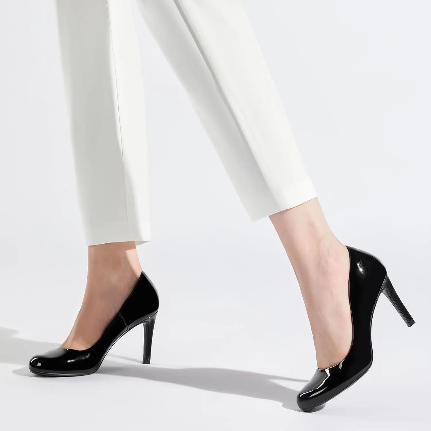 ZURIN Women's Round Toe Comfortable Stiletto Heels Closed Toe Dress Pumps Shoes for Wedding Work Office Business