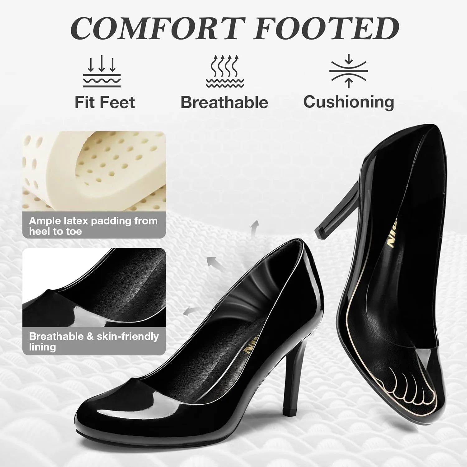 ZURIN Women's Round Toe Comfortable Stiletto Heels Closed Toe Dress Pumps Shoes for Wedding Work Office Business